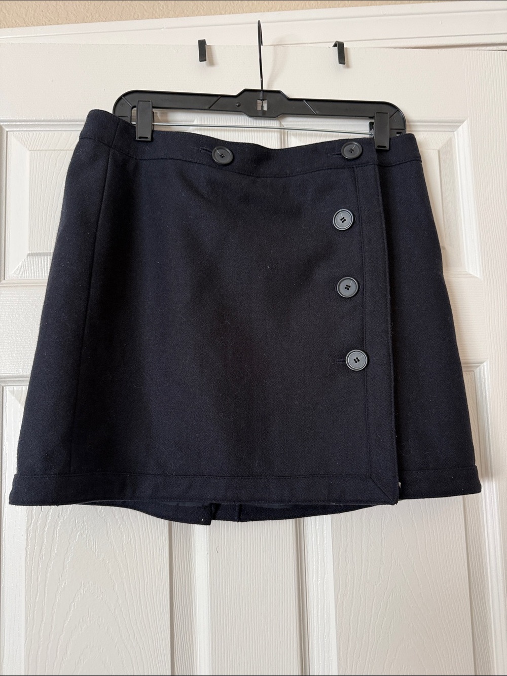 LOFT Navy Side-Button Mini Skirt